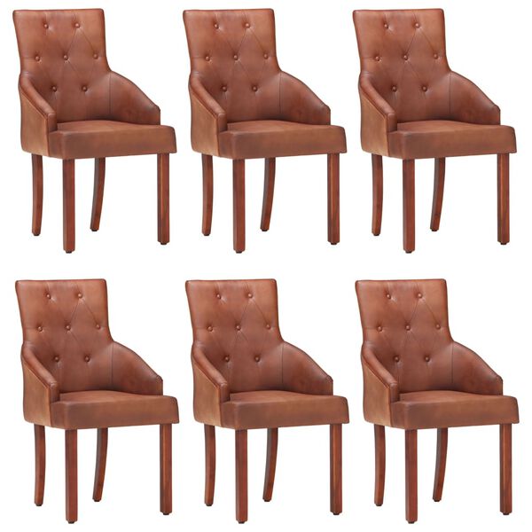 vidaXL Dining Chair Set of 6 Brown