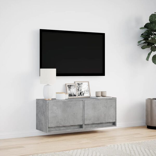 vidaXL TV Wall Cabinet Concrete Grey Engineered Wood Medium
