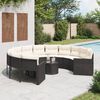 vidaXL Garden Sofa Black Poly Rattan Large Removable Covers