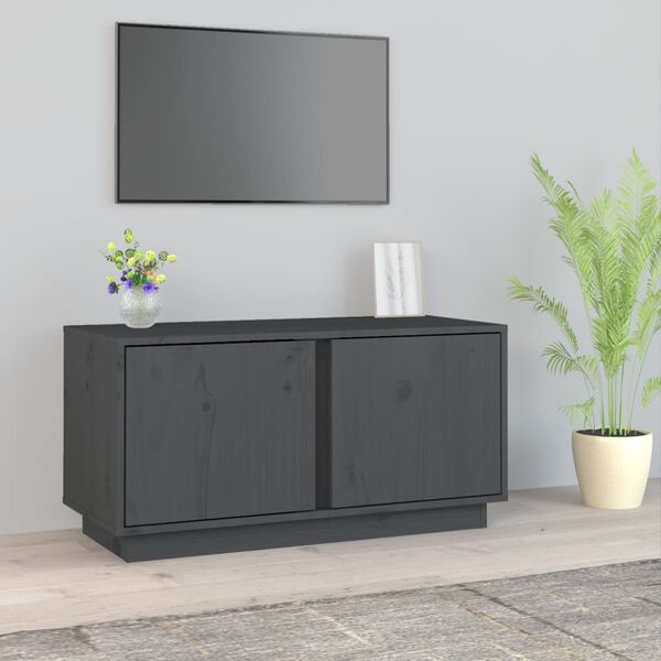 vidaXL TV Cabinet Grey Solid pine wood 31.5 in x 13.8 in x 15.9 in