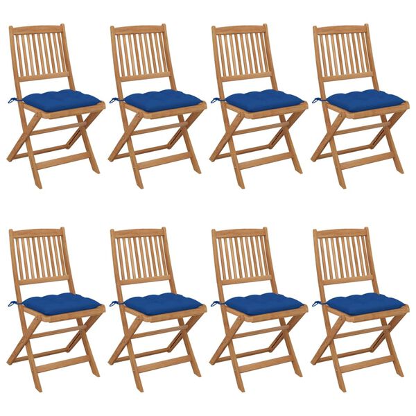 vidaXL Folding Patio Chairs 8 pcs with Cushions Solid Acacia Wood (2x313604+2x314891)