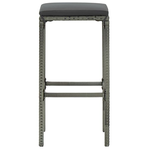 vidaXL Bar Stool Set of 2 Gray Steel Standard Footrest Bar Stool