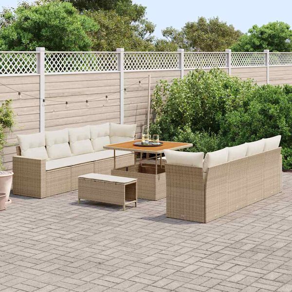 vidaXL Garden Sofa Set Manual 11 pcs beige and cream 100 x 100 x 71 cm