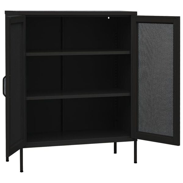 vidaXL Storage Cabinet Black Steel Large Height-Adjustable Shelves