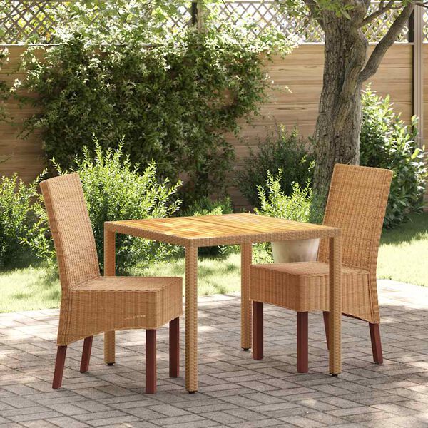 vidaXL Dining Chair Set of 2 Brown Solid mango wood and genuine rattan