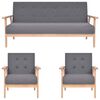 vidaXL Sofa Set Dark Grey Polyester fabric, Wooden frame