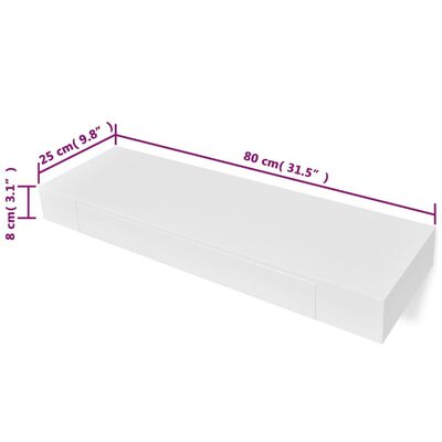 vidaXL Floating Wall Shelves with Drawers 2 pcs White 31.5"