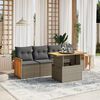 vidaXL Garden Sofa Set Grey PE rattan 6 pieces Adjustable Armrests
