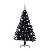 vidaXL Artificial Pre-lit Christmas Tree with 150 LEDs Black 59.1" PVC