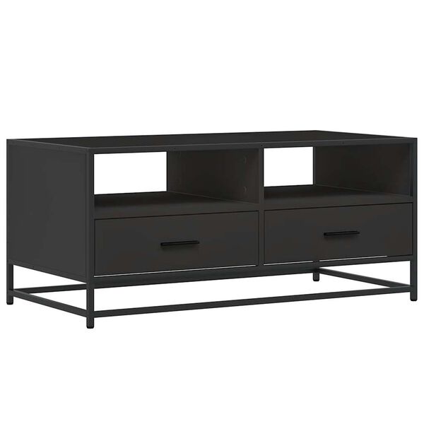 vidaXL Coffee Table Black Engineered wood and metal 39.4x19.7x17.7 in