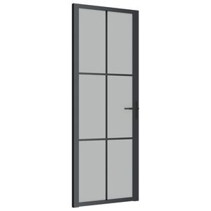vidaXL Interior Door 29.9"x79.3" Black Matt Glass and Aluminum