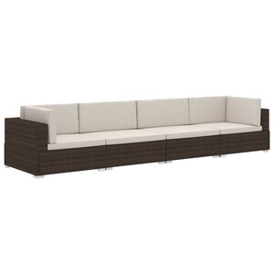 vidaXL Patio Sofa Set Set of 4 Brown and Cream White
