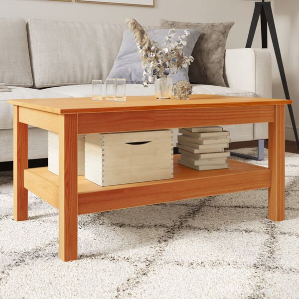 vidaXL Coffee Table Wax brown Solid pine wood Medium Coffee Table