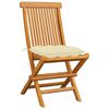 vidaXL Garden Chair Set of 4 Cream White Teak wood, 100% polyester cushion