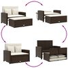 vidaXL Patio Sofa with Cushions 2-Seater Brown Poly Rattan