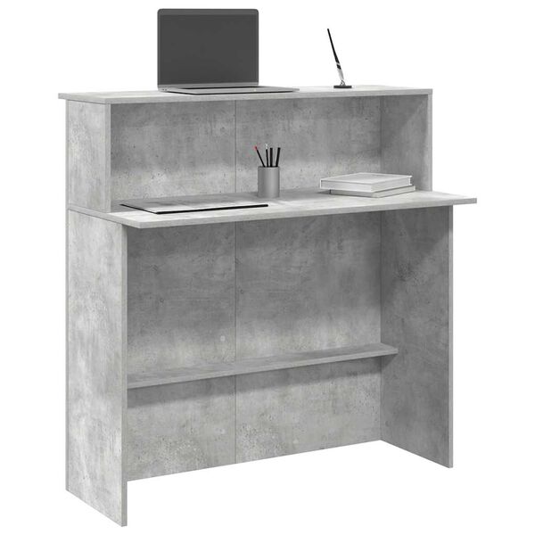 vidaXL Reception Desk Concrete grey Engineered wood Medium
