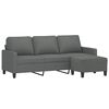 vidaXL 3-Seater Sofa with Footstool Dark Gray