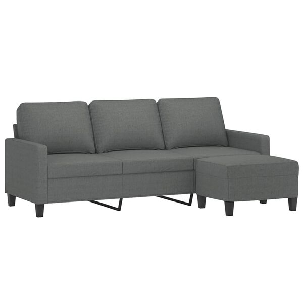vidaXL 3-Seater Sofa with Footstool Dark Gray
