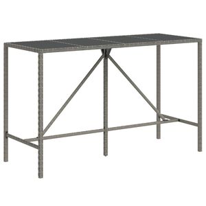 vidaXL Bar Table With Glass Top Grey, Black
