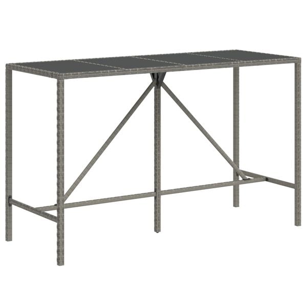 vidaXL Bar Table With Glass Top Grey, Black