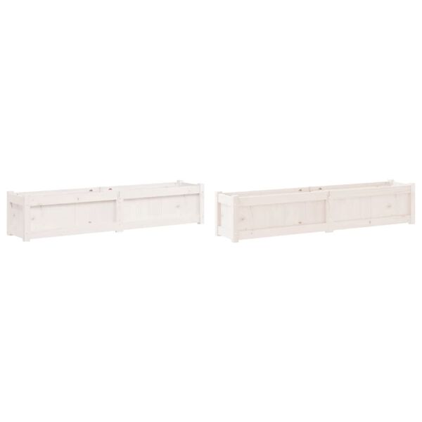 vidaXL Garden Planter Set of 2 White Solid pine wood Generous