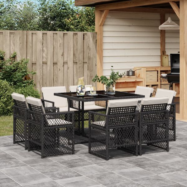 vidaXL Garden Dining Set Mix beige, black and light grey
