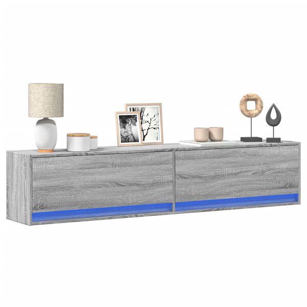 vidaXL TV Wall Cabinet Grey Sonoma Engineered Wood Large TV Wall Cabinet