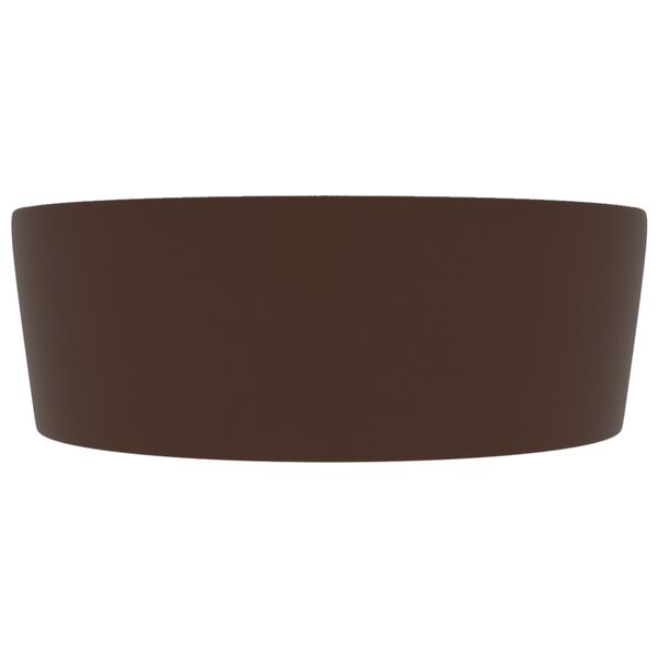 vidaXL Luxury Wash Basin with Overflow Matt Dark Brown 14.2x5.1" Ceramic