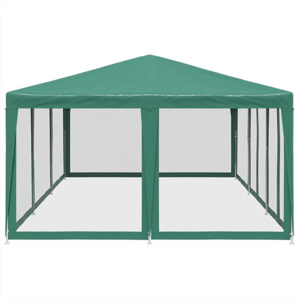 vidaXL Party Tent with 10 Mesh Sidewalls Green 19.7x13.1' HDPE