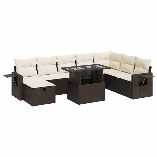 vidaXL Garden Sofa Set Brown, Cream White
