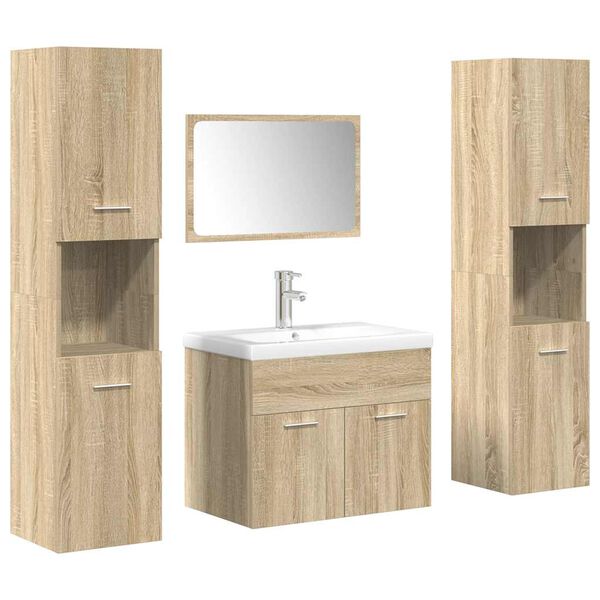 vidaXL Bathroom Furniture Set Sonoma oak Engineered wood and ceramic