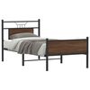 vidaXL Bed Frame Brown Oak Engineered Wood and Steel Single Bed Frame