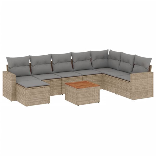 vidaXL Garden Sofa Set Beige PE rattan Large Modular Garden Sofa Set