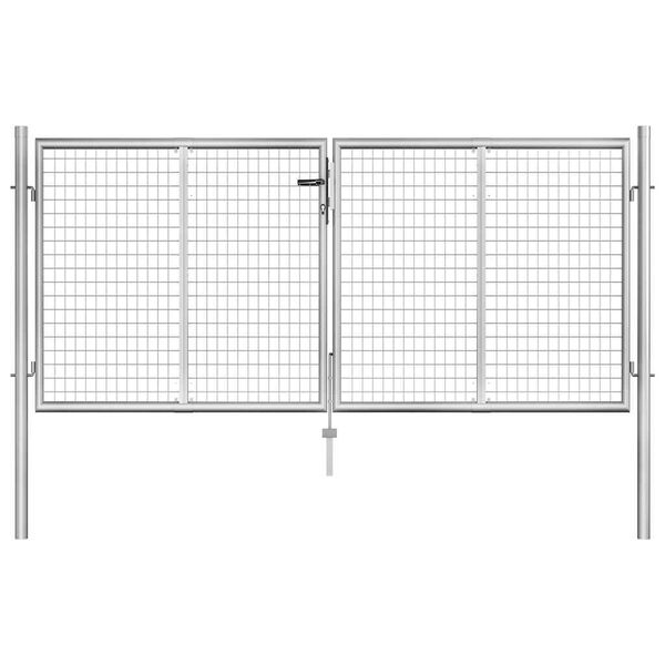 vidaXL Garden Gate Galvanised Steel 118.1x39.4" Silver