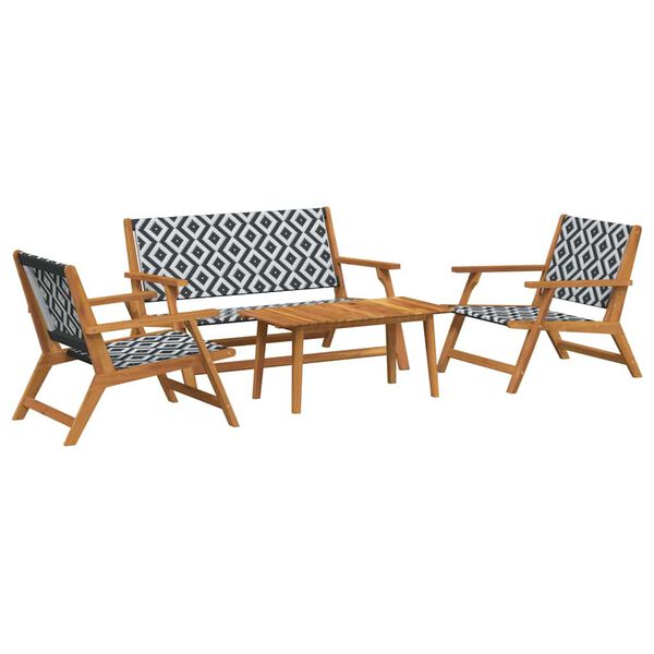vidaXL Garden Chairs with Table 4 pcs Black 35.4" x 17.7" x 15.7