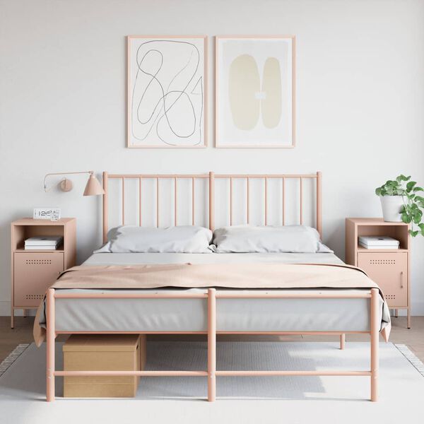 vidaXL Bedside Cabinet Set of 2 Pink Cold-rolled steel Standard