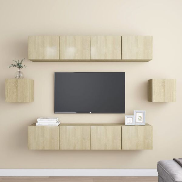 vidaXL TV Cabinet Set Set of 6 Sonoma Oak Engineered Wood Medium