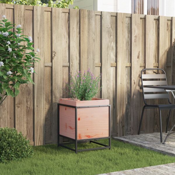 vidaXL Garden Planter Natural Wood Solid Douglas Wood, Steel