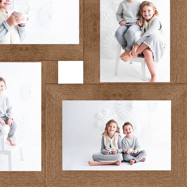 vidaXL Photo Frame Light brown MDF 4x Modern Collage Photo Frame