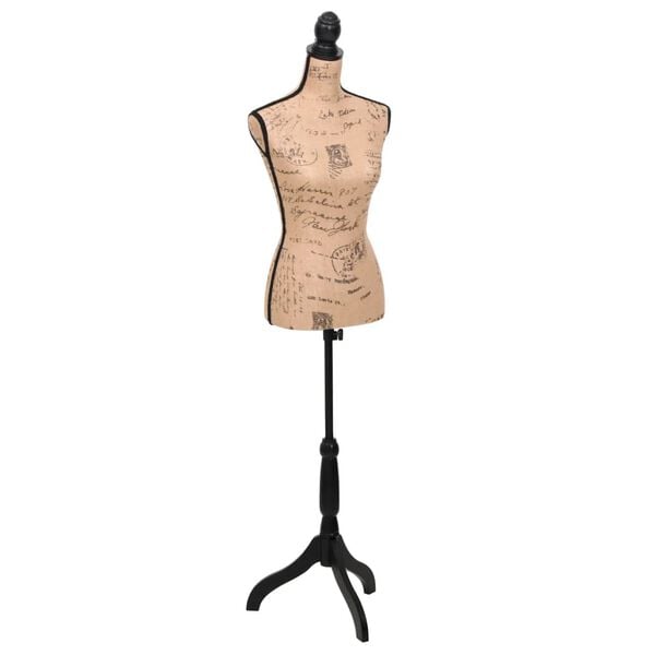 vidaXL Female Mannequin Brown and Black Jute, MDF, Solid Wood, Painted Steel