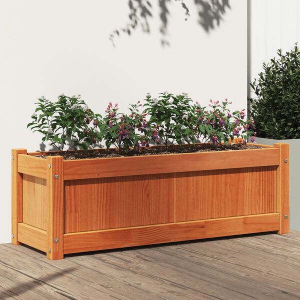 vidaXL Garden Planter Wax brown Solid pine wood 35.4 x 12.2 x 12.2 in