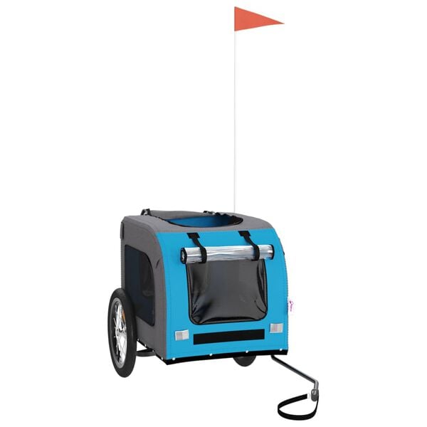 vidaXL Pet Bike Trailer Blue and Grey Oxford fabric, Iron, PVC Small