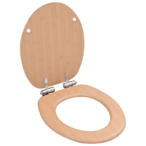 vidaXL WC Toilet Seats 2 pcs with Soft Close Lids MDF Bamboo Design (2x143926)