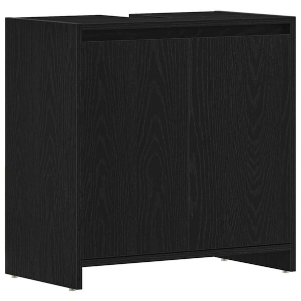 vidaXL Bathroom Cabinet Black Oak Engineered Wood Medium