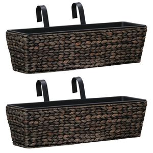 vidaXL Garden Planter Set of 2 Brown Water hyacinth, steel