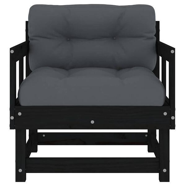 vidaXL Garden Chair Black Solid Pine Wood Medium Modular Garden Chair