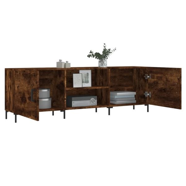 vidaXL TV Cabinet Smoked oak Engineered wood, Iron 59.1x11.8x19.7 in