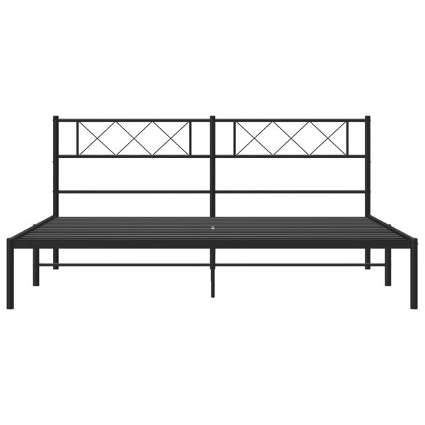vidaXL Metal Bed Frame Black Powder-Coated Steel Super King