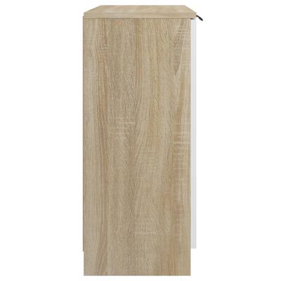 vidaXL Sideboard White and Sonoma Oak 23.6"x11.8"x27.6" Engineered Wood