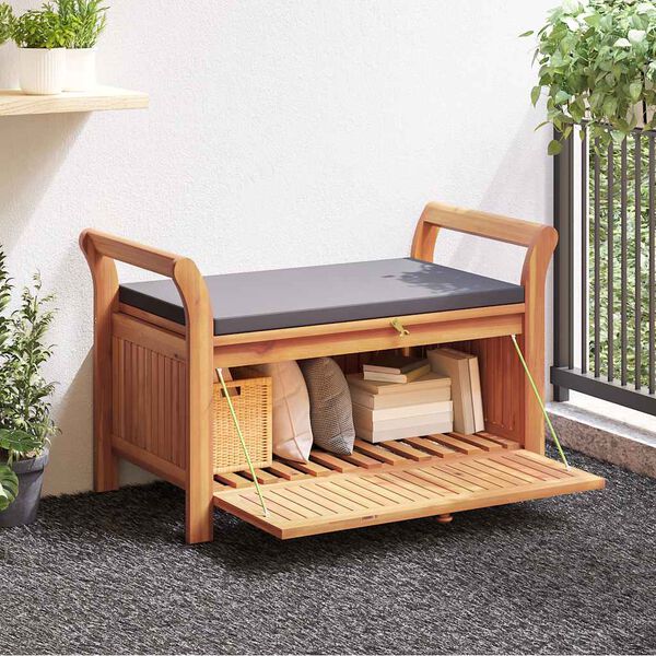 vidaXL Garden Storage Bench Dark grey, Brown